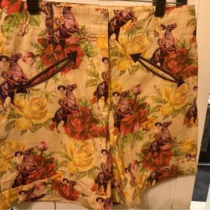 Floral Rodeo Print Women's Shorts - Yellow Multi